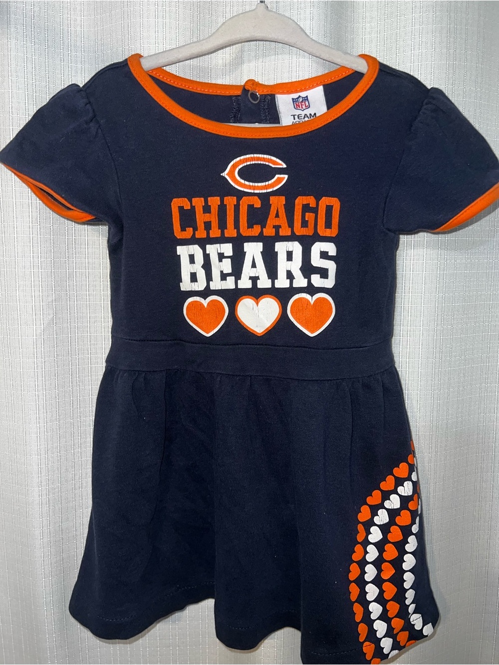 NFL Chicago Bears Navy and Orange Heart Tee Dress